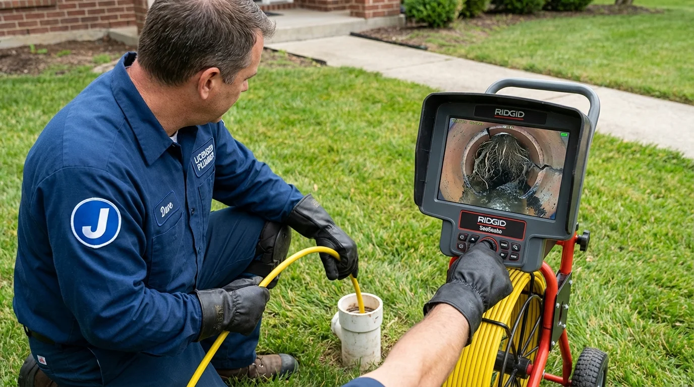 Sewer camera inspection being performed by Johns Plumbing LLC in Logan